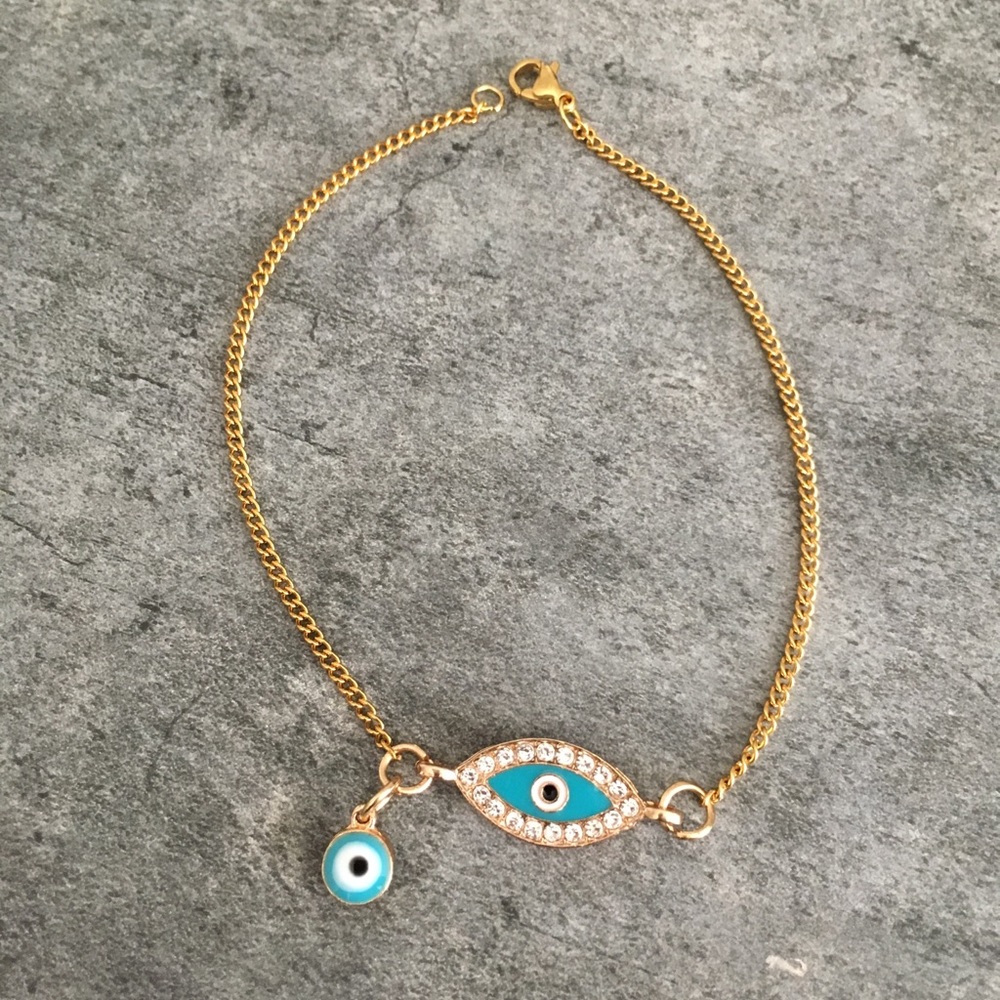 Evil Eye š§æ Anklet Stainless Steel Gold Plated š§æ - Picture 6 of 7